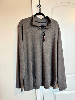 NWT Gap Men's Quarter-Zip Pullover Sweater Gray XXL